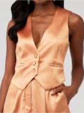 Ronny Kobo Anthropologie foxxy Satin Tailored Bridal Vest Copper Quiet Luxury